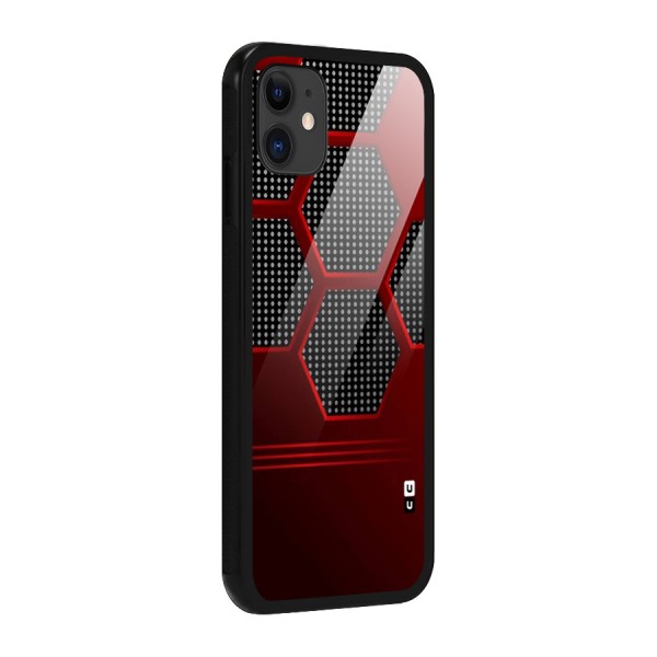 Red Black Hexagons Glass Back Case for iPhone 11