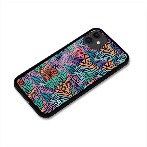 Abstract Lining Colors Glass Back Case for iPhone 11