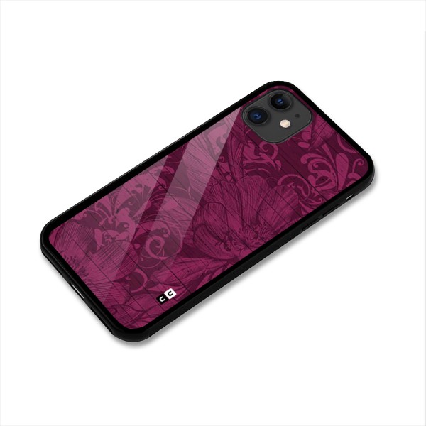 Magenta Floral Pattern Glass Back Case for iPhone 11