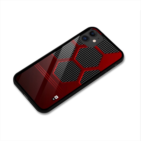 Red Black Hexagons Glass Back Case for iPhone 11