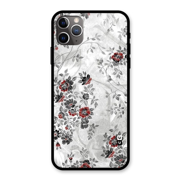 Pleasing Grey Floral Glass Back Case for iPhone 11 Pro Max