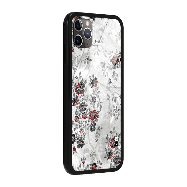 Pleasing Grey Floral Glass Back Case for iPhone 11 Pro Max