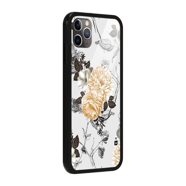 Yellow Floral Glass Back Case for iPhone 11 Pro Max