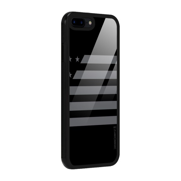 Grey Star Striped Pattern Glass Back Case for iPhone 7 Plus