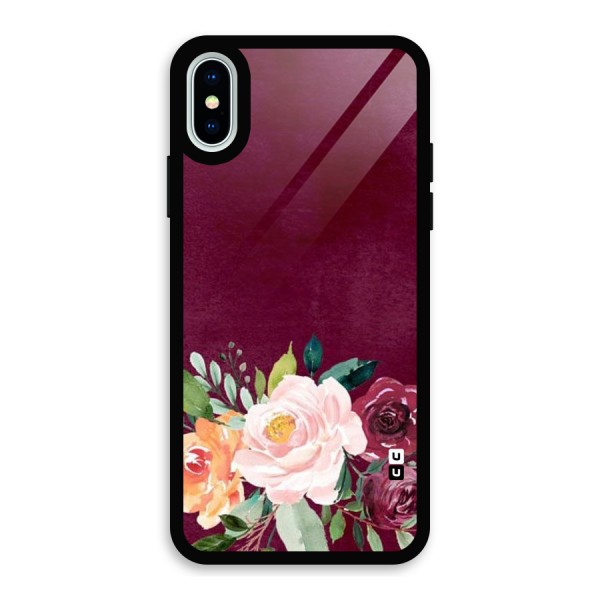 Plum Floral Design Glass Back Case for iPhone X
