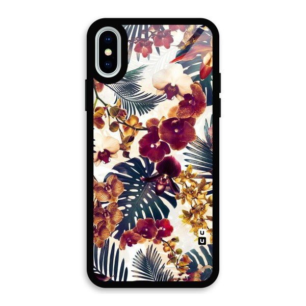 Vintage Rustic Flowers Glass Back Case for iPhone X