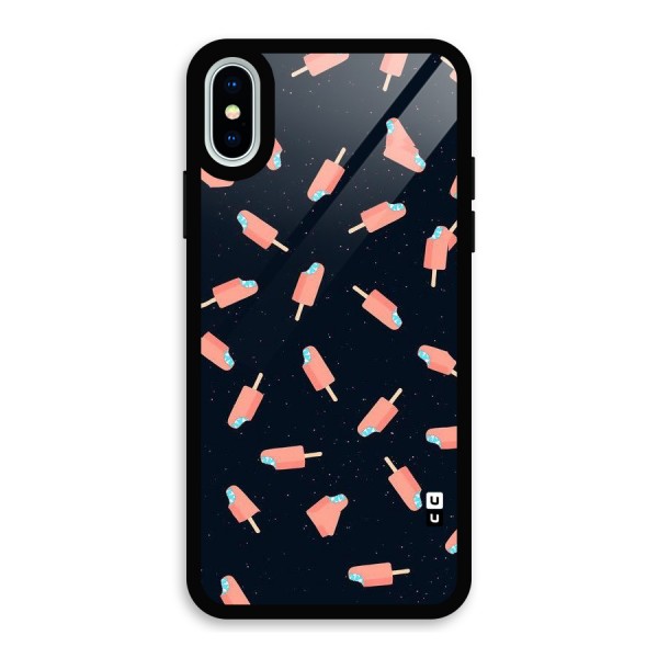 Icy Pattern Glass Back Case for iPhone XS