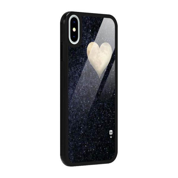 Galaxy Space Heart Glass Back Case for iPhone XS