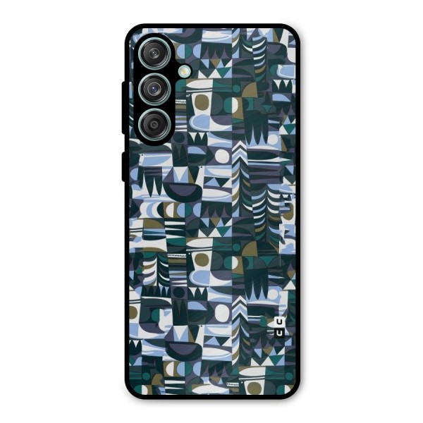 Abstract Blues Metal Back Case for Galaxy M55 5G