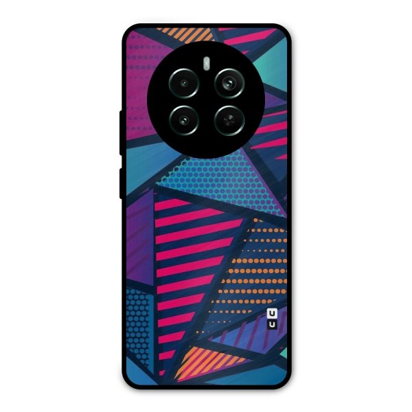 Abstract Lines Polka Metal Back Case for Realme 12 Plus