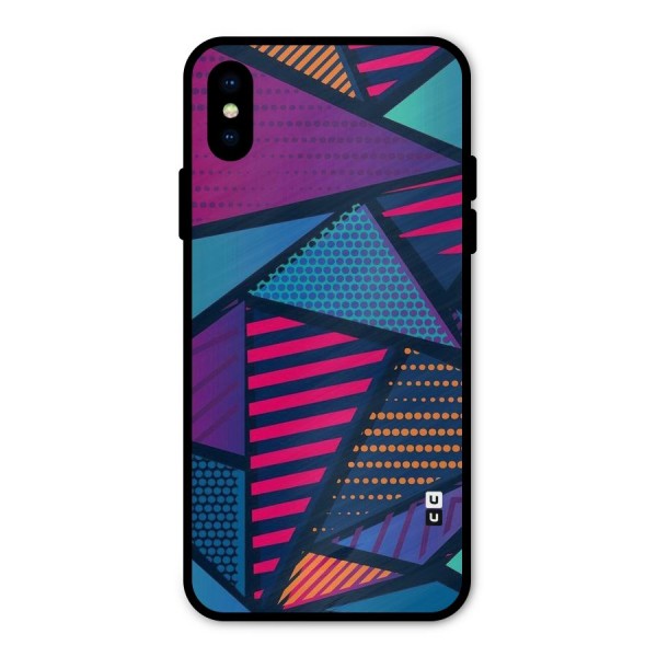 Abstract Lines Polka Metal Back Case for iPhone X