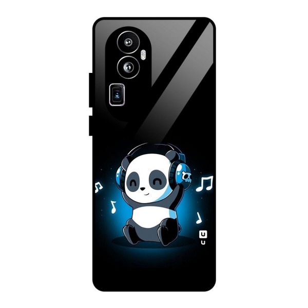 Adorable Panda Enjoying Music Glass Back Case for Oppo Reno10 Pro Plus