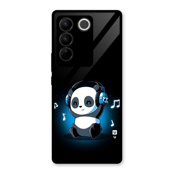 Adorable Panda Enjoying Music Glass Back Case for Vivo V27