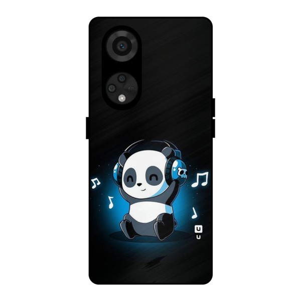 Adorable Panda Enjoying Music Metal Back Case for Reno8 T 5G