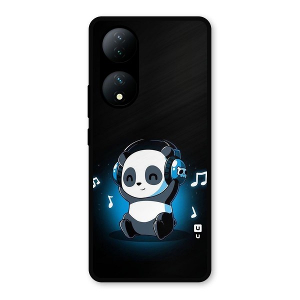 Adorable Panda Enjoying Music Metal Back Case for Vivo T2