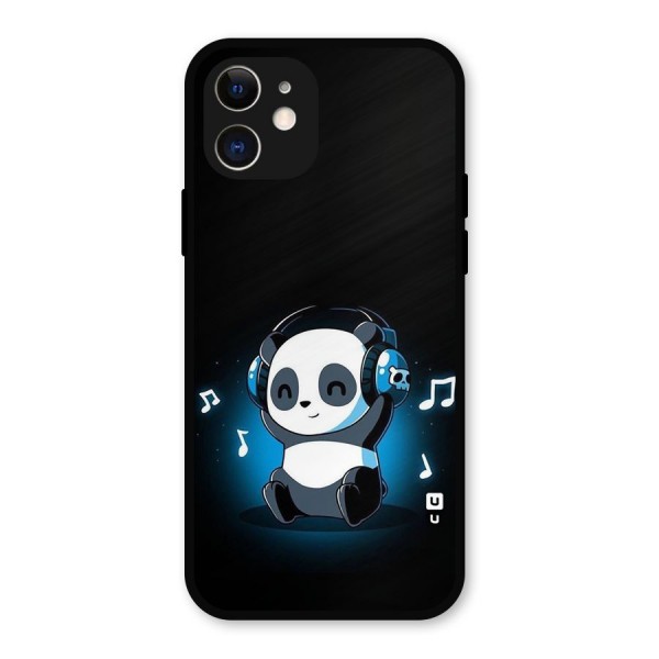 Adorable Panda Enjoying Music Metal Back Case for iPhone 12