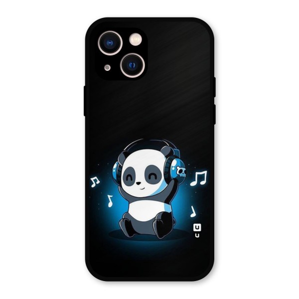 Adorable Panda Enjoying Music Metal Back Case for iPhone 13