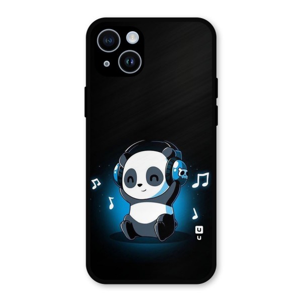 Adorable Panda Enjoying Music Metal Back Case for iPhone 14