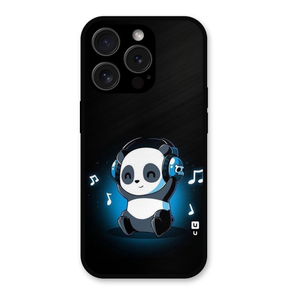 Adorable Panda Enjoying Music Metal Back Case for iPhone 15 Pro