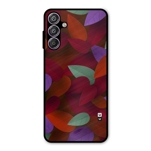 Aesthetic Colorful Leaves Metal Back Case for Galaxy F15