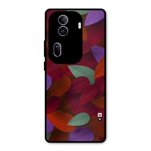 Aesthetic Colorful Leaves Metal Back Case for Oppo Reno11 Pro 5G