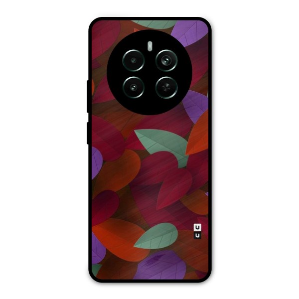 Aesthetic Colorful Leaves Metal Back Case for Realme 12 Plus