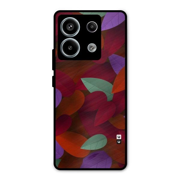 Aesthetic Colorful Leaves Metal Back Case for Redmi Note 13 Pro 5G