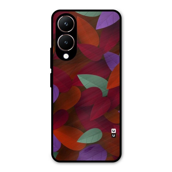 Aesthetic Colorful Leaves Metal Back Case for Vivo Y28