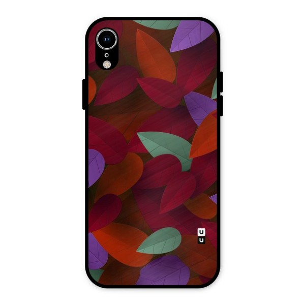 Aesthetic Colorful Leaves Metal Back Case for iPhone XR