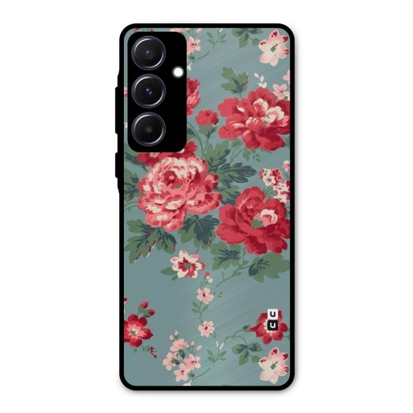 Aesthetic Floral Red Metal Back Case for Galaxy A55