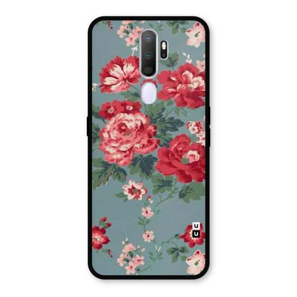 Aesthetic Floral Red Metal Back Case for Oppo A9 (2020)