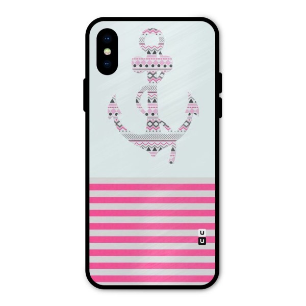 Anchor Design Stripes Metal Back Case for iPhone X