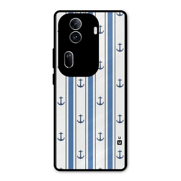 Anchor Stripe Lines Metal Back Case for Oppo Reno11 Pro 5G