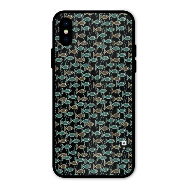 Animated Fishes Art Pattern Metal Back Case for iPhone X