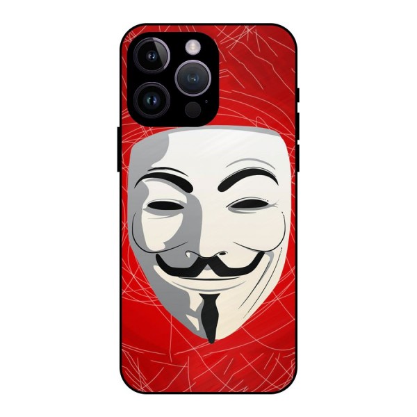 Anonymous Mask Abstract  Metal Back Case for iPhone 14 Pro Max