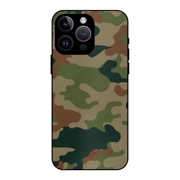 Army Camouflage Metal Back Case for iPhone 14 Pro Max