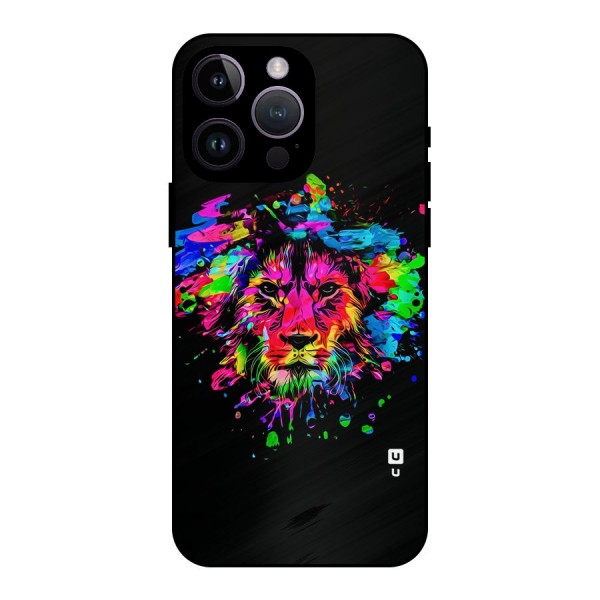 Artistic Lion Art Splash Metal Back Case for iPhone 14 Pro Max