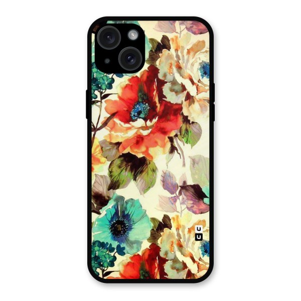 Artsy Bloom Flower Metal Back Case for iPhone 15 Plus