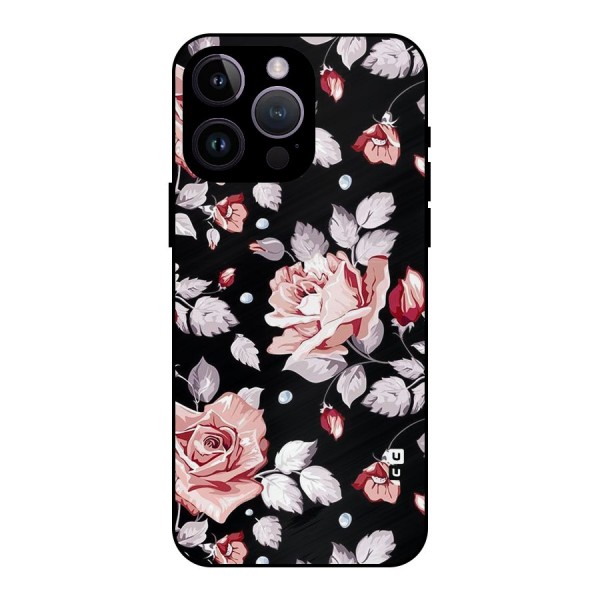 Artsy Floral Metal Back Case for iPhone 14 Pro Max