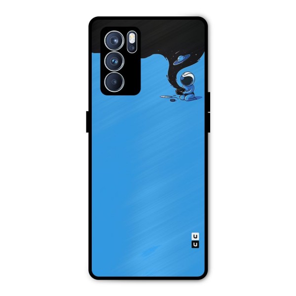 Astronaut Creativity Paint Sky Metal Back Case for Oppo Reno6 Pro 5G