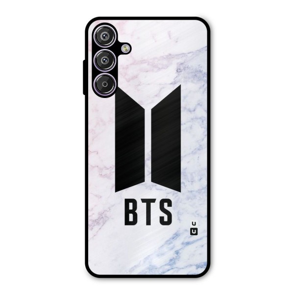 BTS Logo Marble Print Metal Back Case for Galaxy F15