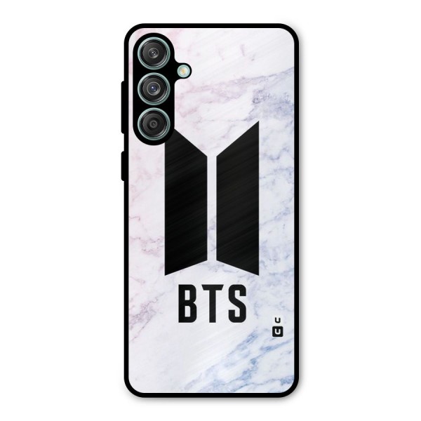 BTS Logo Marble Print Metal Back Case for Galaxy M55 5G