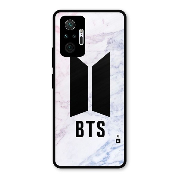 BTS Logo Marble Print Metal Back Case for Redmi Note 10 Pro