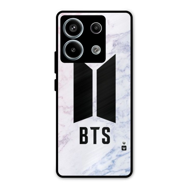 BTS Logo Marble Print Metal Back Case for Redmi Note 13 Pro 5G