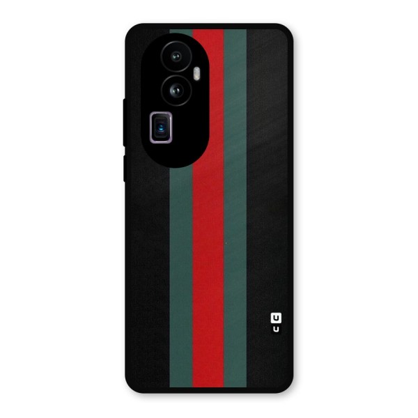 Basic Colored Stripes Metal Back Case for Oppo Reno10 Pro Plus