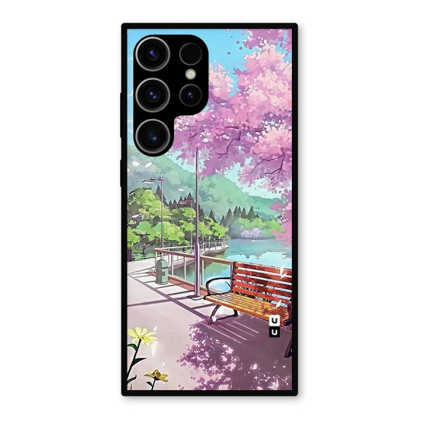 Beautiful Cherry Blossom Landscape Metal Back Case for Galaxy S23 Ultra