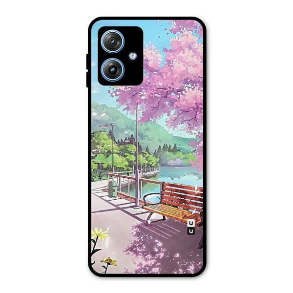 Beautiful Cherry Blossom Landscape Metal Back Case for Moto G54