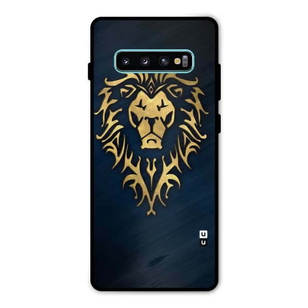 Beautiful Golden Lion Design Metal Back Case for Galaxy S10 Plus