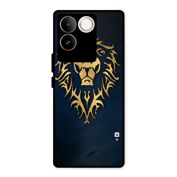 Beautiful Golden Lion Design Metal Back Case for Vivo T2 Pro