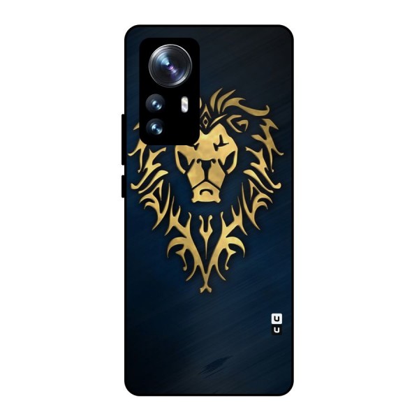 Beautiful Golden Lion Design Metal Back Case for Xiaomi 12 Pro